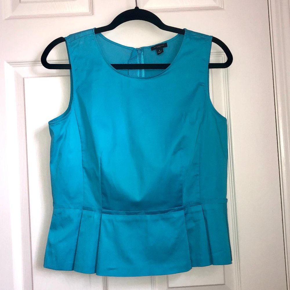 Ann Taylor Sleeveless Aqua Blue Peplum Tank Shell